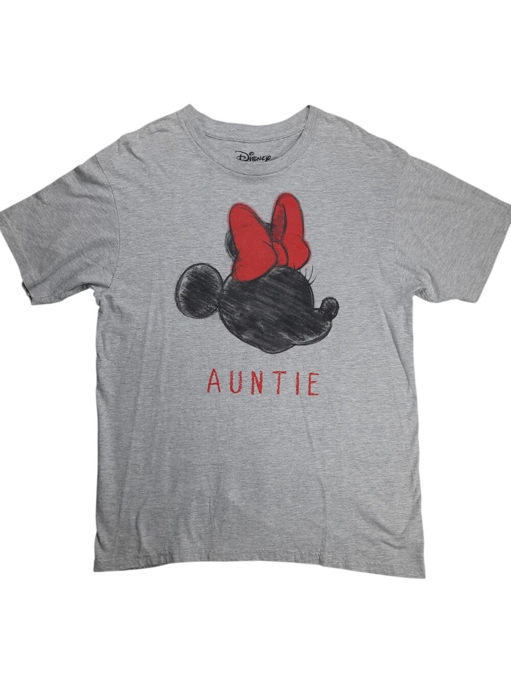 Disney Minnie Mouse Auntie Short Sleeve Gray Graphic Tee SZ M